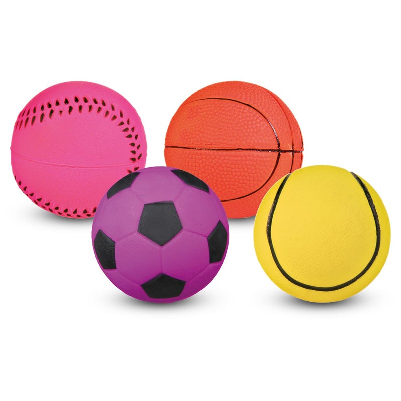 Neon Balls Toy for Dogs | Rubber Foam Balls with Attractive Bouncing Quality to Attract Your Pet's Attention | Promotes Healthy Play & Exercise | Assorted - 6cm (Pack of 4)