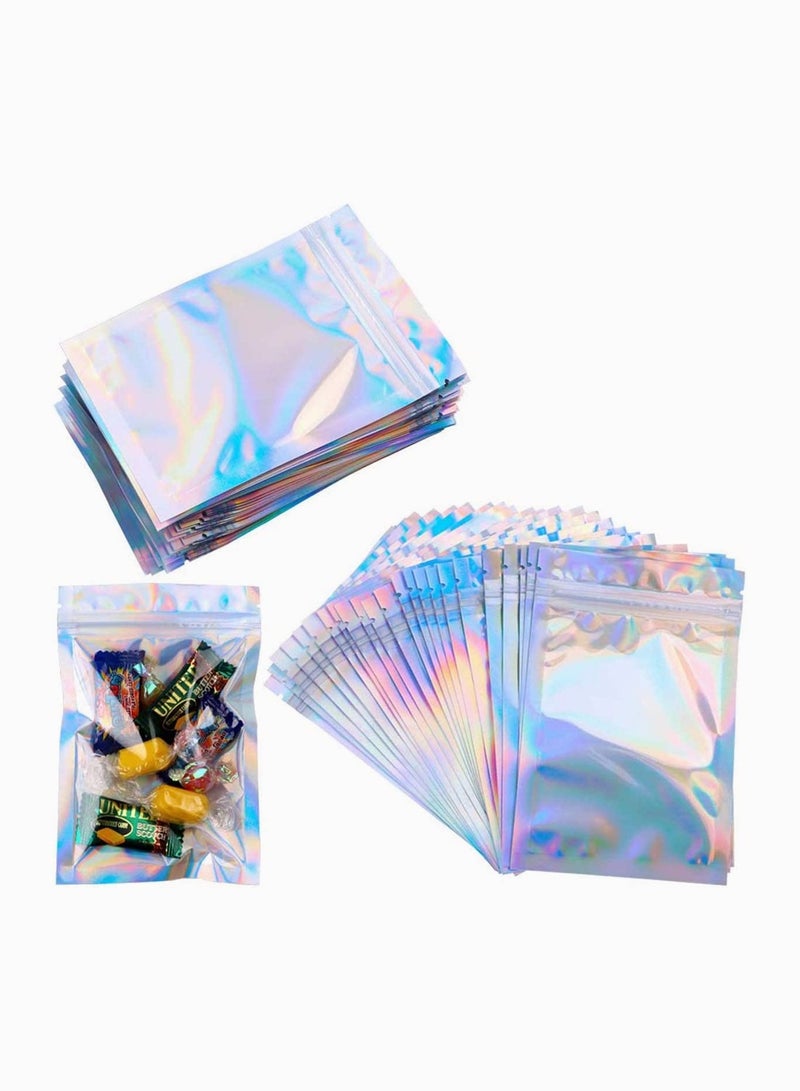 SYOSI 100PCS Resealable Ziplock Pouch Mylar Foil Bags Ziplock Food Pouches Flat Metallic Foil Flat Food Storage Bags Pouch for Party Favor Food Storage 14x20cm  - Image 1