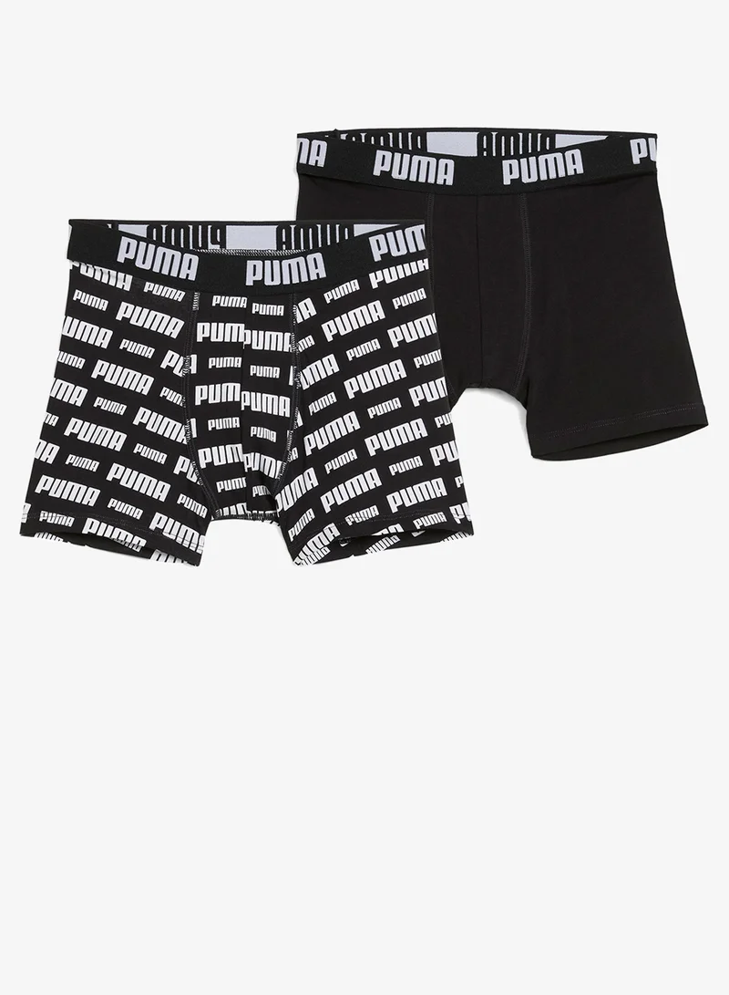 PUMA Kids 2 Pack Everyday Logo Printed Boxers