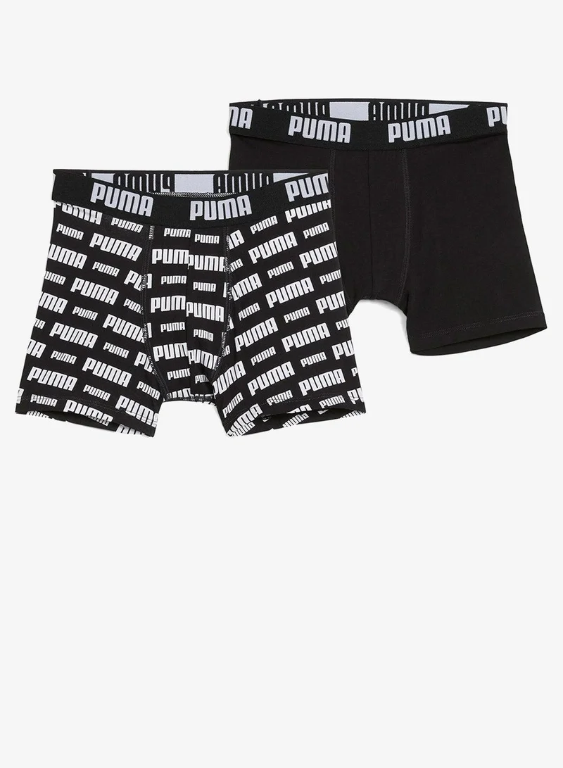 PUMA Kids 2 Pack Everyday Logo Printed Boxers