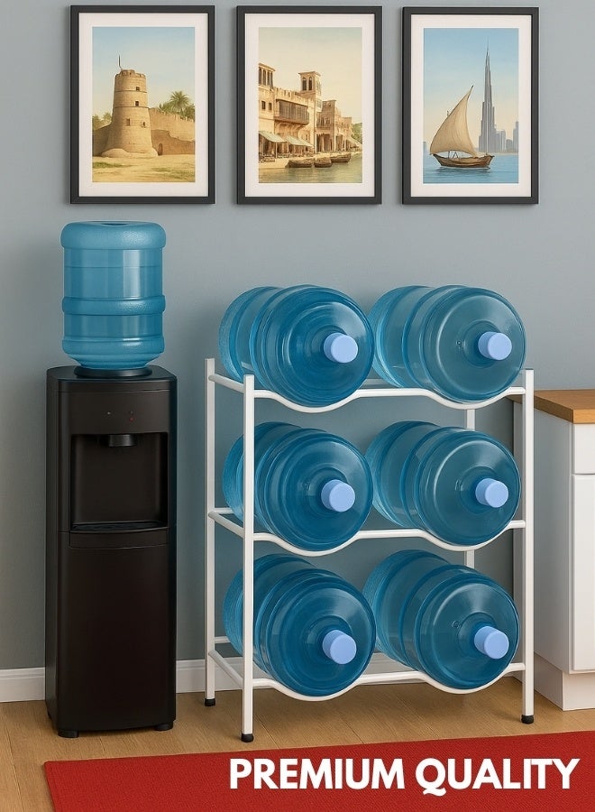  راك ستور  رف جالون مياه بثلاث طبقات، رف تخزين مزدوج بستة جالونات مياه للمكتب والمطبخ والجراجات والمطاعم وصالة الألعاب الرياضية - Image 1