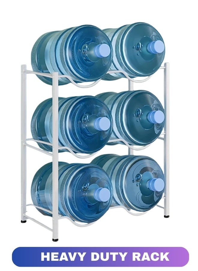  راك ستور  رف جالون مياه بثلاث طبقات، رف تخزين مزدوج بستة جالونات مياه للمكتب والمطبخ والجراجات والمطاعم وصالة الألعاب الرياضية - Image 2