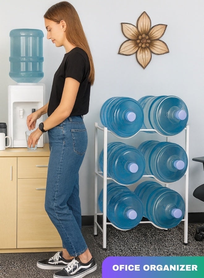  راك ستور  رف جالون مياه بثلاث طبقات، رف تخزين مزدوج بستة جالونات مياه للمكتب والمطبخ والجراجات والمطاعم وصالة الألعاب الرياضية - Image 4