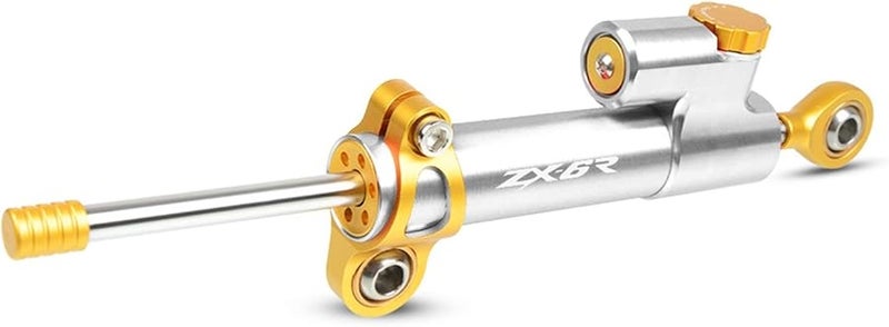 Motorcycle Steering Damper Stabilizer Kit For Kawasaki ZX6R Ninja 636 Gold Silver - Image 1