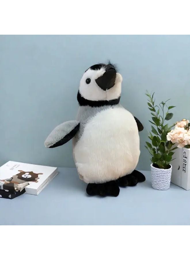 Gray Realistic Penguin Plush Toy Soft Stuffed Animal Kids Bedtime Companion Christmas Birthday Gift - Image 1