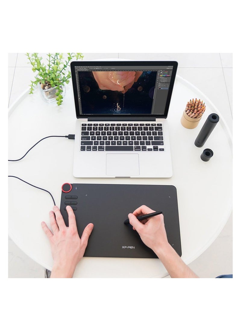 XP-PEN - Deco 03 Wireless Graphics Tablet | 8192 Pressure Levels, Red Control Wheel, Passive Stylus – 6 Custom Shortcut Keys, 252×142mm Active Area - Image 1