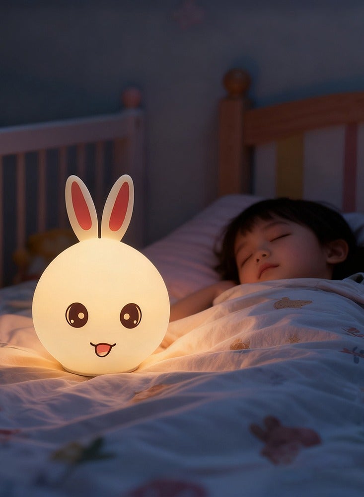 كرتون لطيف أرنب شكل الأطفال غرفة النوم الليلية مصباح USB قابل للشحن الحيوانات السيليكون الليلية ضوء لمس التحكم الأطفال ديكور جنب السرير المحمولة سفر طاولة مصباح غرفة ديكور - Image 1