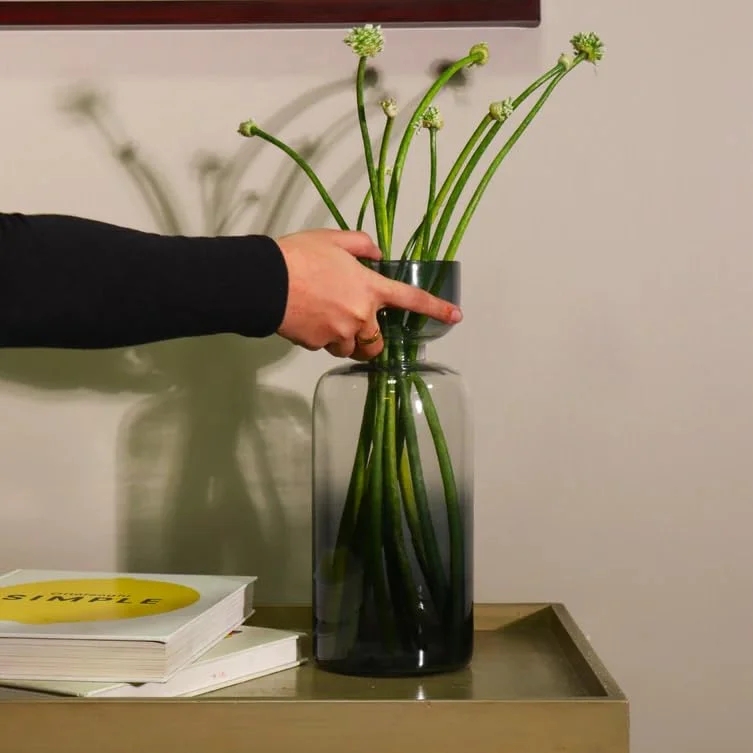Muun Home Muun Home Grande Handblown Glass Vase for Flowers & Home Decor | Slate Grey Decorative Table Vase