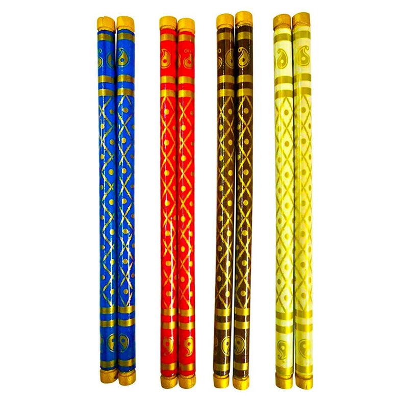 DMS RETAIL DMS RETAIL Wooden Dandiya Sticks for Dance Navratri Celebration Dandiya Ras Stickskolattam Sticks for dance14 Inches Set of 3 