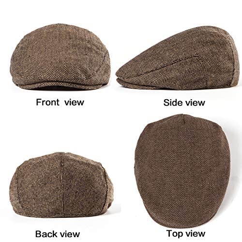 RR DESIGN Men's Hat/Flat Cap Breathable Golf Driving Outdoor Cabbie Newsboy -Pack of 2 -Free Size (Brown & Black) - Image 5