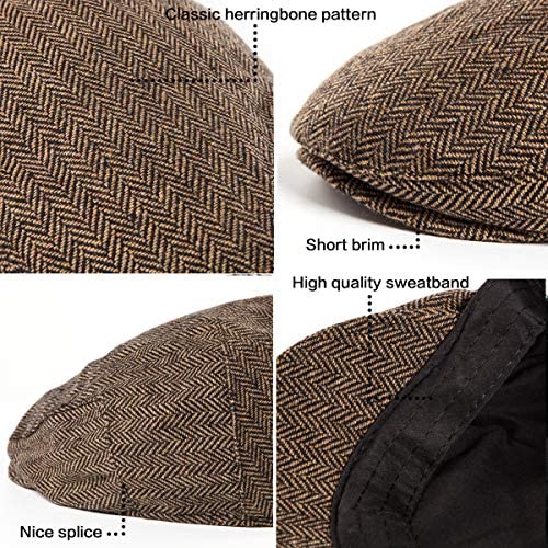 RR DESIGN Men's Hat/Flat Cap Breathable Golf Driving Outdoor Cabbie Newsboy -Pack of 2 -Free Size (Brown & Black) - Image 4