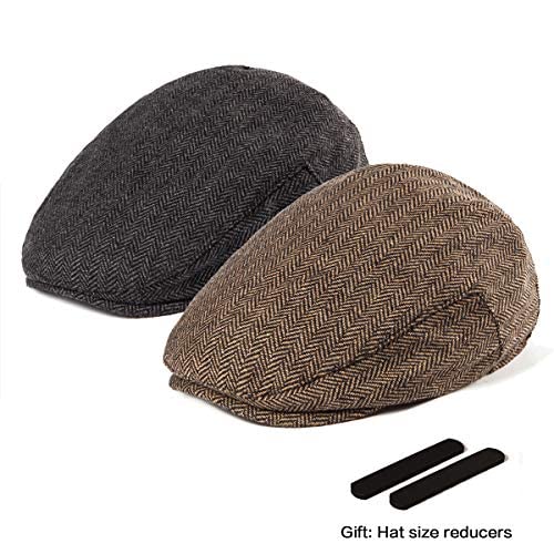 RR DESIGN Men's Hat/Flat Cap Breathable Golf Driving Outdoor Cabbie Newsboy -Pack of 2 -Free Size (Brown & Black) - Image 2