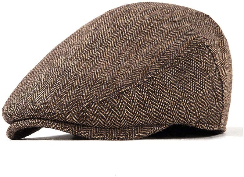 RR DESIGN Men's Hat/Flat Cap Breathable Golf Driving Outdoor Cabbie Newsboy -Pack of 2 -Free Size (Brown & Black) - Image 1