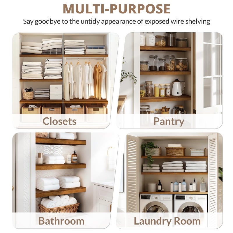 Gashell Wire Shelf Covers, Bamboo Wire Rack Covers for Pantry, Closet (4pcs, 24" W x 12" D) - Image 5