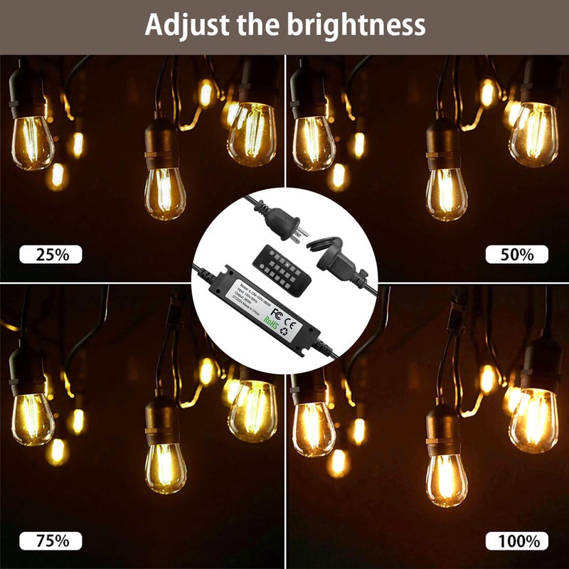 Banord Outdoor Dimmer, Max. 360W Plug-in Dimmer Switch for LED String Lights, Wireless Remote Control Dimming Controller with 4 Brightness Mode - Image 3