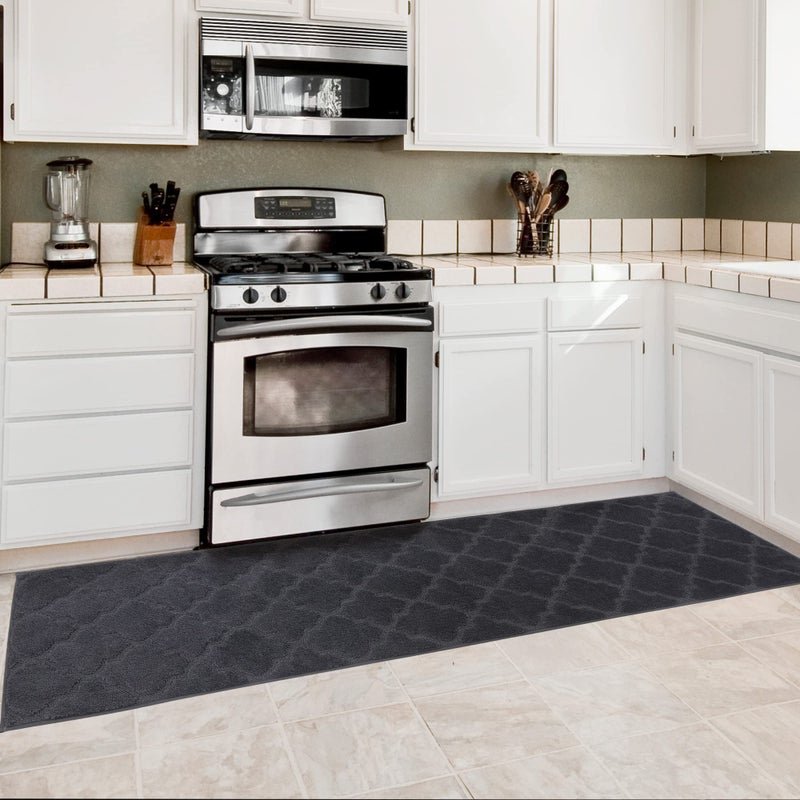 COSY HOMEER COSY HOMEER Soft Kitchen Floor Mats for in Front of Sink Super Absorbent Kitchen Rugs and Mats 20""x79"" Non-Skid Kitchen Mat Standing Mat Washable Polyester Dark Grey  - Image 1