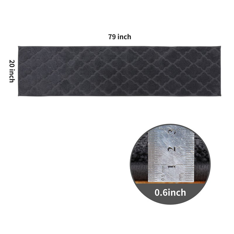 COSY HOMEER COSY HOMEER Soft Kitchen Floor Mats for in Front of Sink Super Absorbent Kitchen Rugs and Mats 20""x79"" Non-Skid Kitchen Mat Standing Mat Washable Polyester Dark Grey  - Image 2
