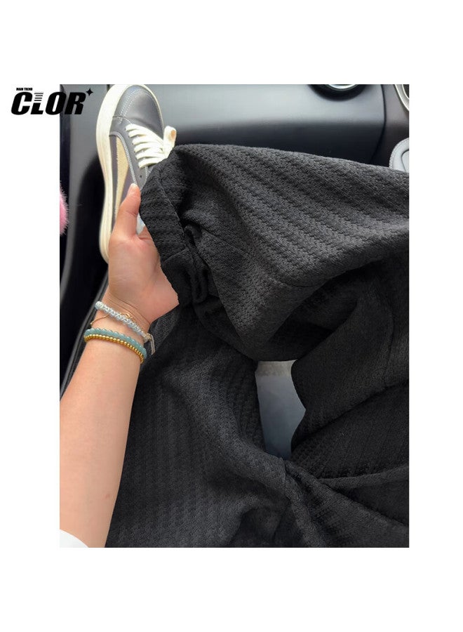 Clor Striped Pants Men Spring Summer Trendy American Style Straight Casual Loose Wide-leg Pants Cl88 Black M - Image 2