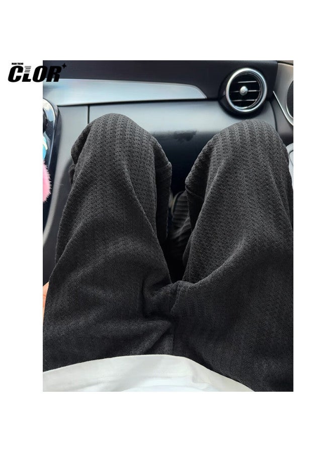Clor Striped Pants Men Spring Summer Trendy American Style Straight Casual Loose Wide-leg Pants Cl88 Black M - Image 4
