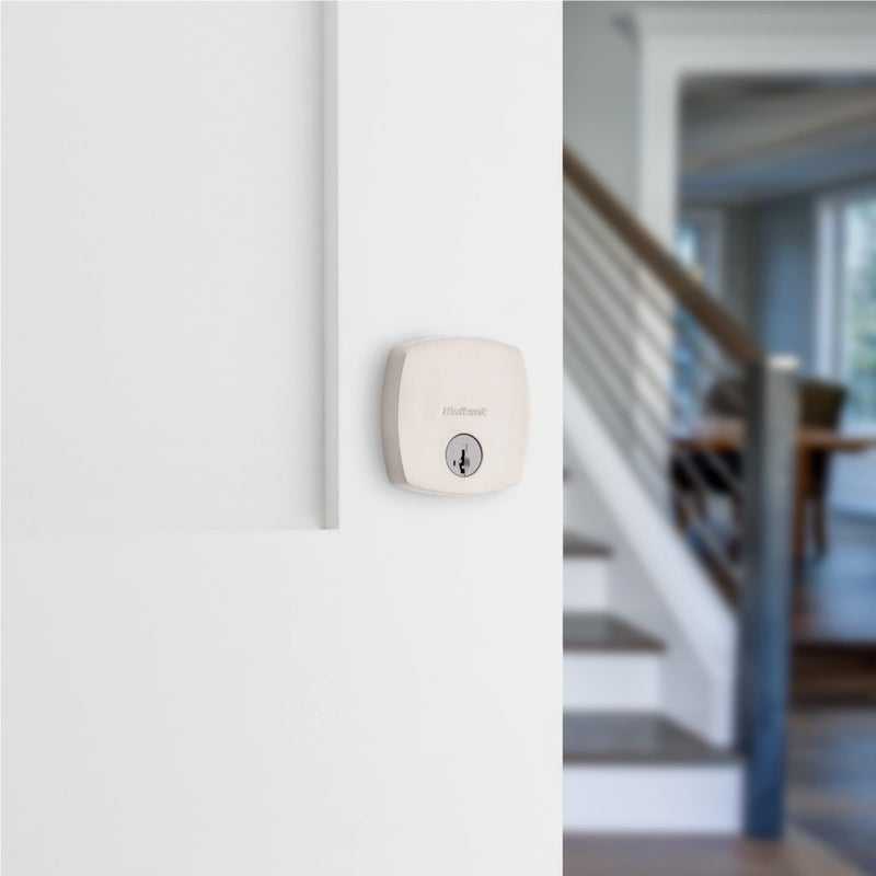 Kwikset Midtown Deadbolt Lock  Satin Nickel Modern Exterior Keyed Front Entry Door  Pick Resistant SmartKey Rekey Security  Single Cylinder Dead Bolt  with Microban Protection - Image 3