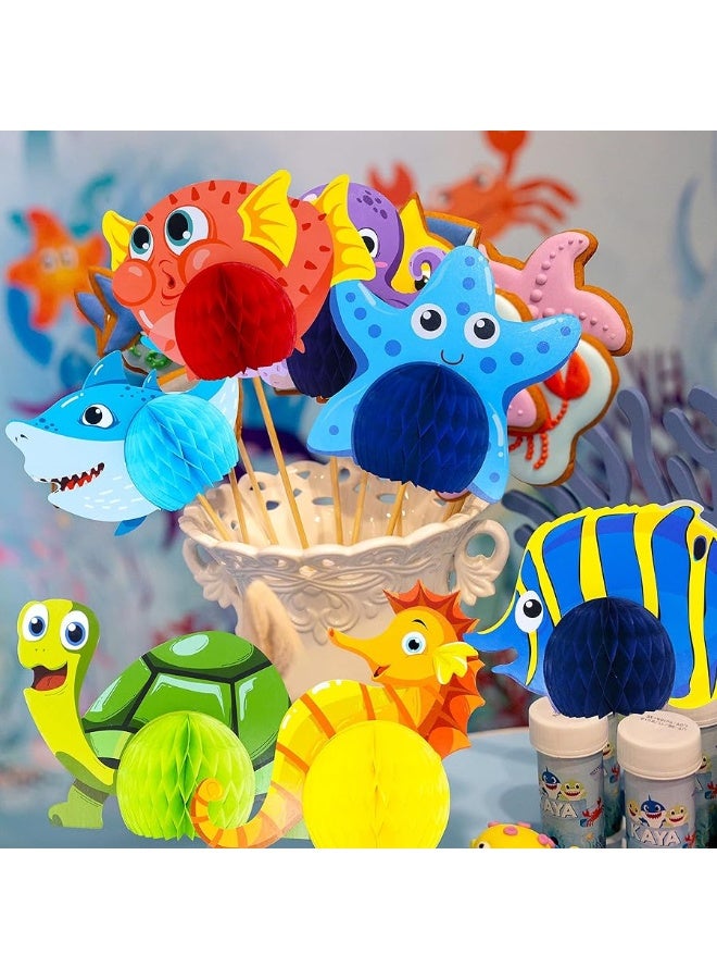 SpriteGru 15 Pieces Sea Animal Honeycomb Centerpiece Ocean Themed Marine Creature Decoration Table Honeycomb Party Supplies for Party Table Birthday Baby Shower - Image 2
