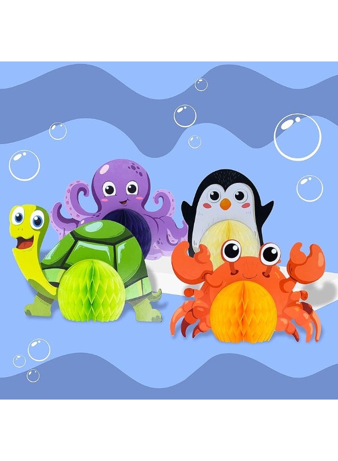 SpriteGru 15 Pieces Sea Animal Honeycomb Centerpiece Ocean Themed Marine Creature Decoration Table Honeycomb Party Supplies for Party Table Birthday Baby Shower - Image 4
