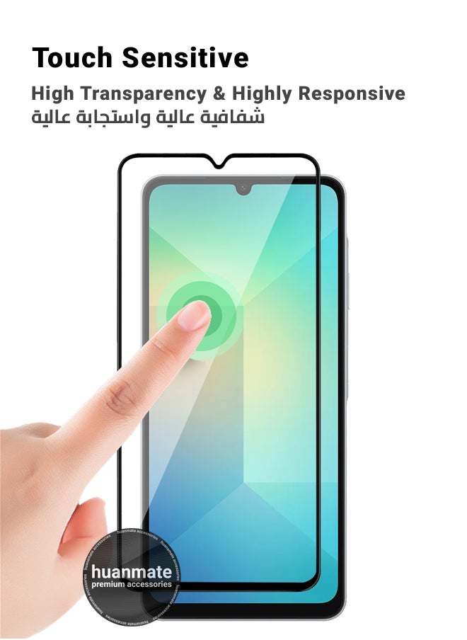 huanmate - Samsung Galaxy A06 Screen Protector – Premium Edge to Edge Tempered Glass, High Transparency, Delicate Touch, Anti-Explosion, Smooth Arc Edges, Easy Installation - Image 1