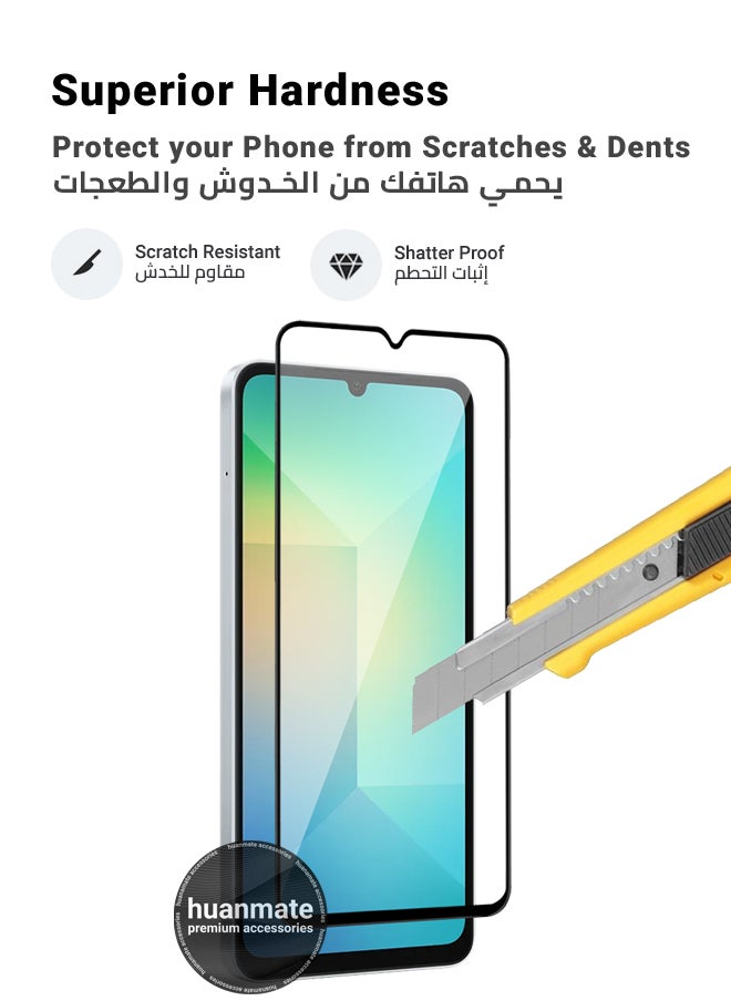 huanmate - Samsung Galaxy A06 Screen Protector – Premium Edge to Edge Tempered Glass, High Transparency, Delicate Touch, Anti-Explosion, Smooth Arc Edges, Easy Installation - Image 1