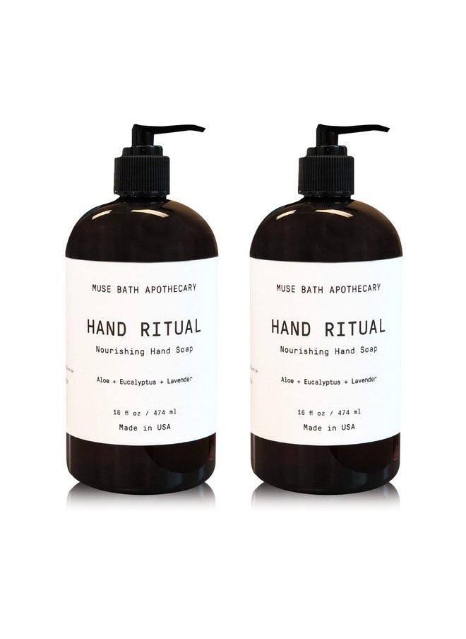 Muse Apothecary صابون اليدين العطري والمغذي من ميوز للعناية بالحمام معزول بزيوت عطرية طبيعية 16 أونصة صبار + أفوكاليبتوس + لافندر عبوة 2  - Image 1