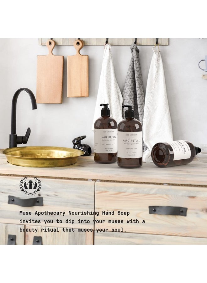 Muse Apothecary صابون اليدين العطري والمغذي من ميوز للعناية بالحمام معزول بزيوت عطرية طبيعية 16 أونصة صبار + أفوكاليبتوس + لافندر عبوة 2  - Image 4