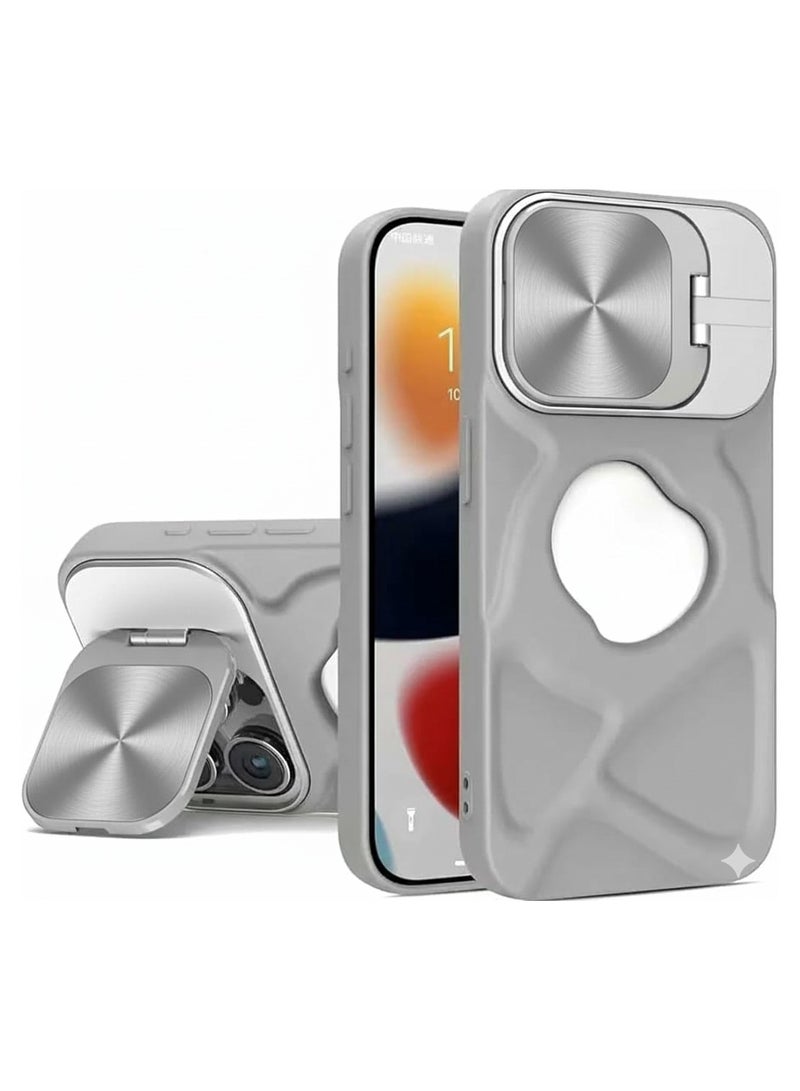 Case Compatible with iPhone 11 Pro Max - Invisible Lens Cover - Military Phone Case - Foldable Stand Function - Magnetic Wireless Charging Phone Case (Grey)