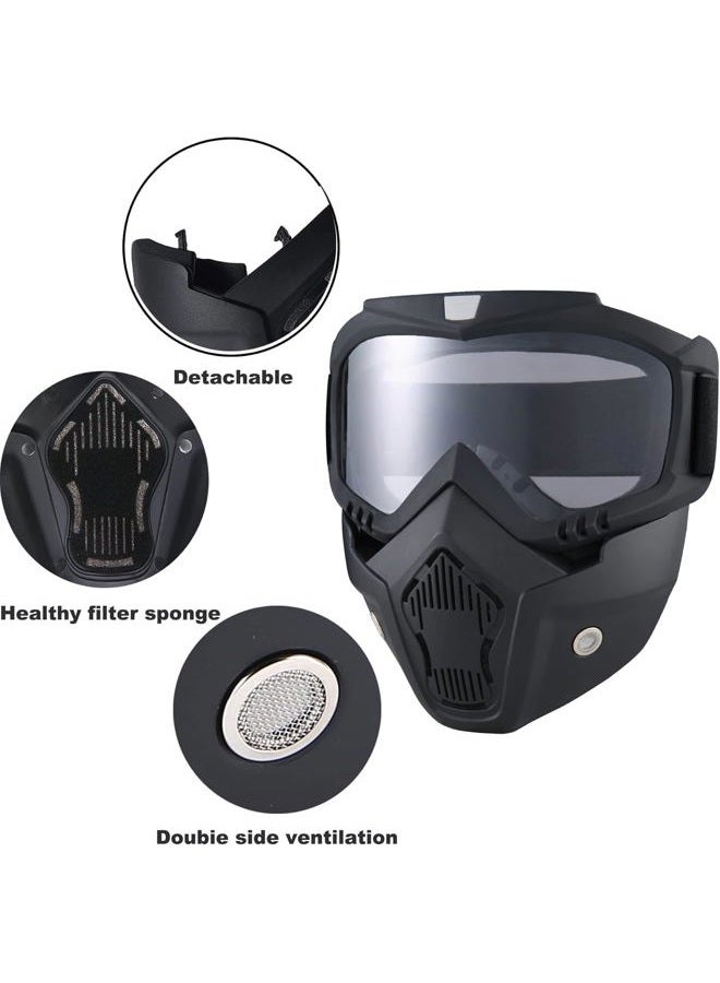 BROYEUR 2Pcs Paintball Mask Anti Fog,Tactical Full Face Mask Ski Mask Goggles Detachable Adjustable,Motorcycle Riding Face Protection (2Clear) - Image 4