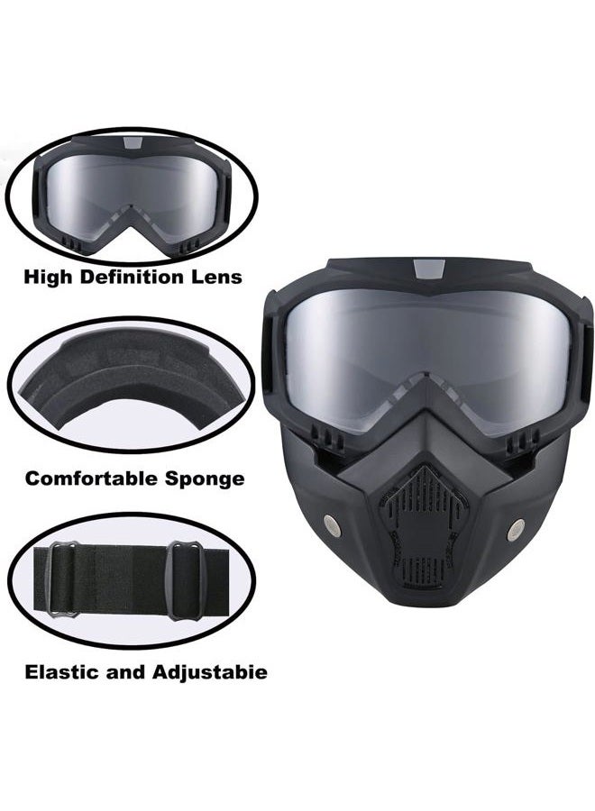 BROYEUR 2Pcs Paintball Mask Anti Fog,Tactical Full Face Mask Ski Mask Goggles Detachable Adjustable,Motorcycle Riding Face Protection (2Clear) - Image 2