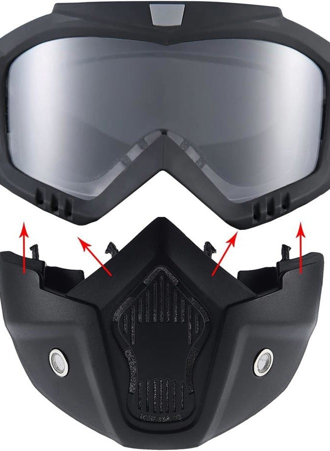BROYEUR 2Pcs Paintball Mask Anti Fog,Tactical Full Face Mask Ski Mask Goggles Detachable Adjustable,Motorcycle Riding Face Protection (2Clear) - Image 3