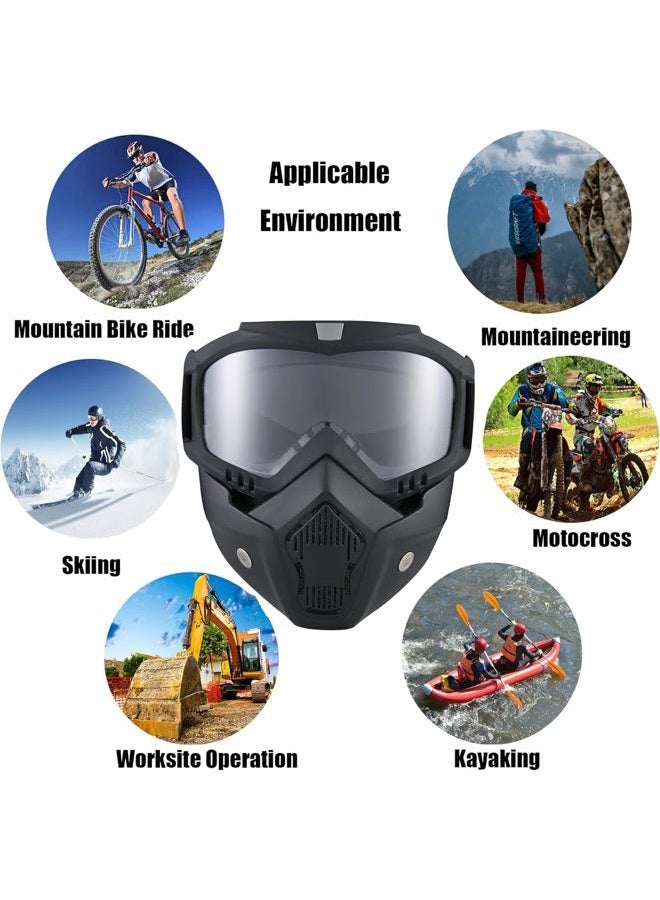 BROYEUR 2Pcs Paintball Mask Anti Fog,Tactical Full Face Mask Ski Mask Goggles Detachable Adjustable,Motorcycle Riding Face Protection (2Clear) - Image 5