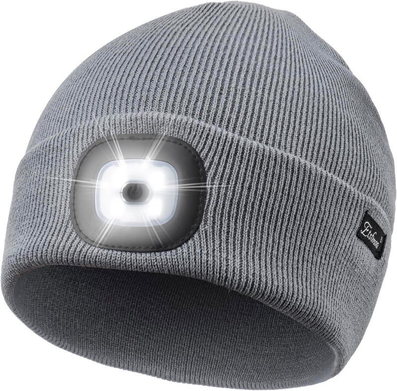 Etsfmoa Store Unisex Beanie with The Light Gifts for Men Dad Father USB Rechargeable Caps - Image 1