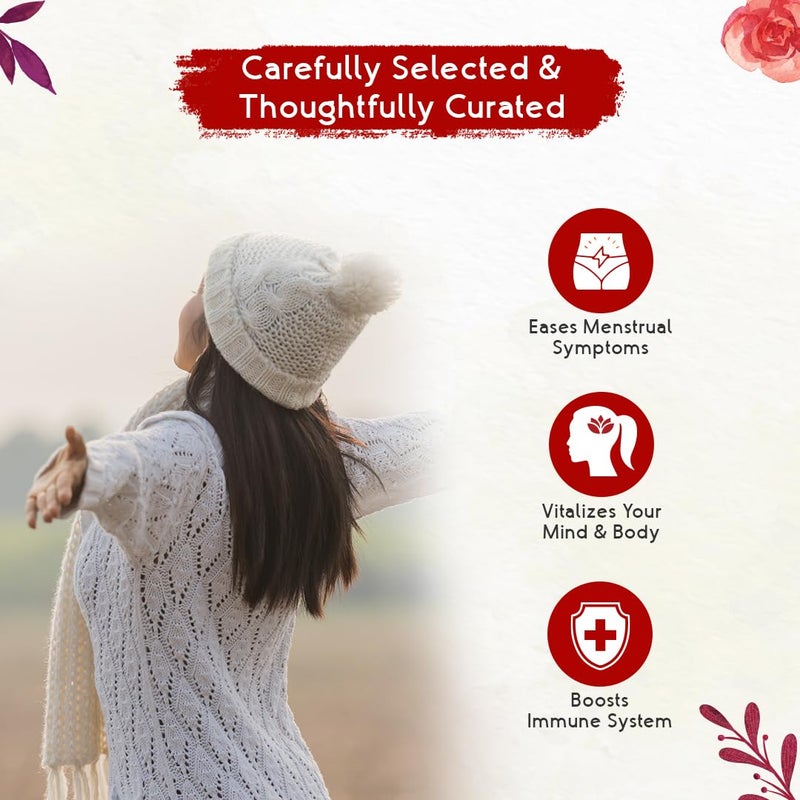 LAIQA Women‚Äôs Wellness Tea Energizing Peppermint Green Tea Blend with Rose Petals and 8 Herbal Ingredients Revitalizes Mind and Body (60g) - Image 2