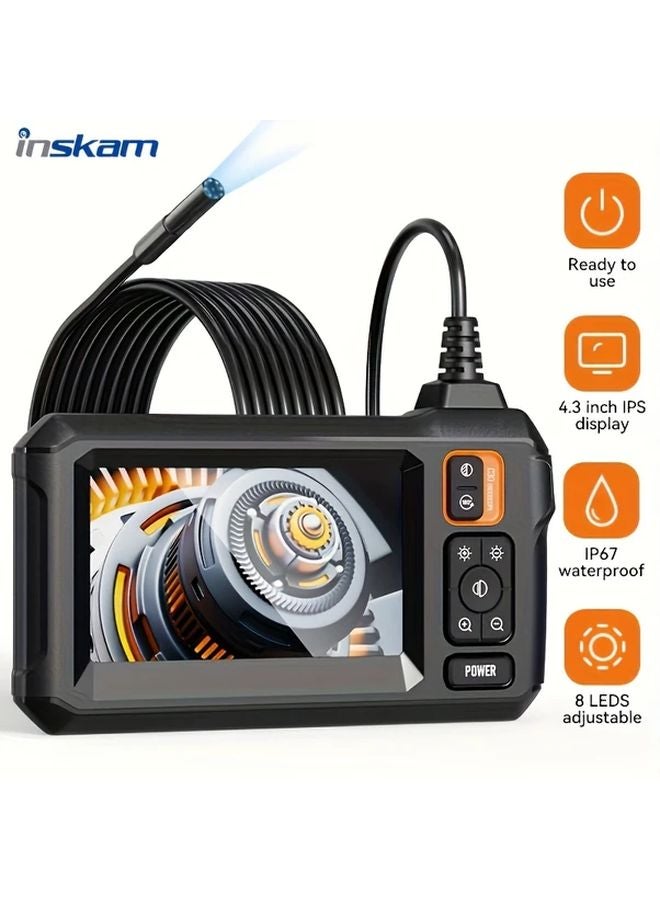 INSKAM 4.3 Inch IPS Industrial Endoscope 8mm Single Lens 393.7 Inch Inspection Camera 2000mAh USB Rechargeable for Auto Repair HVAC Plumbing - Image 2