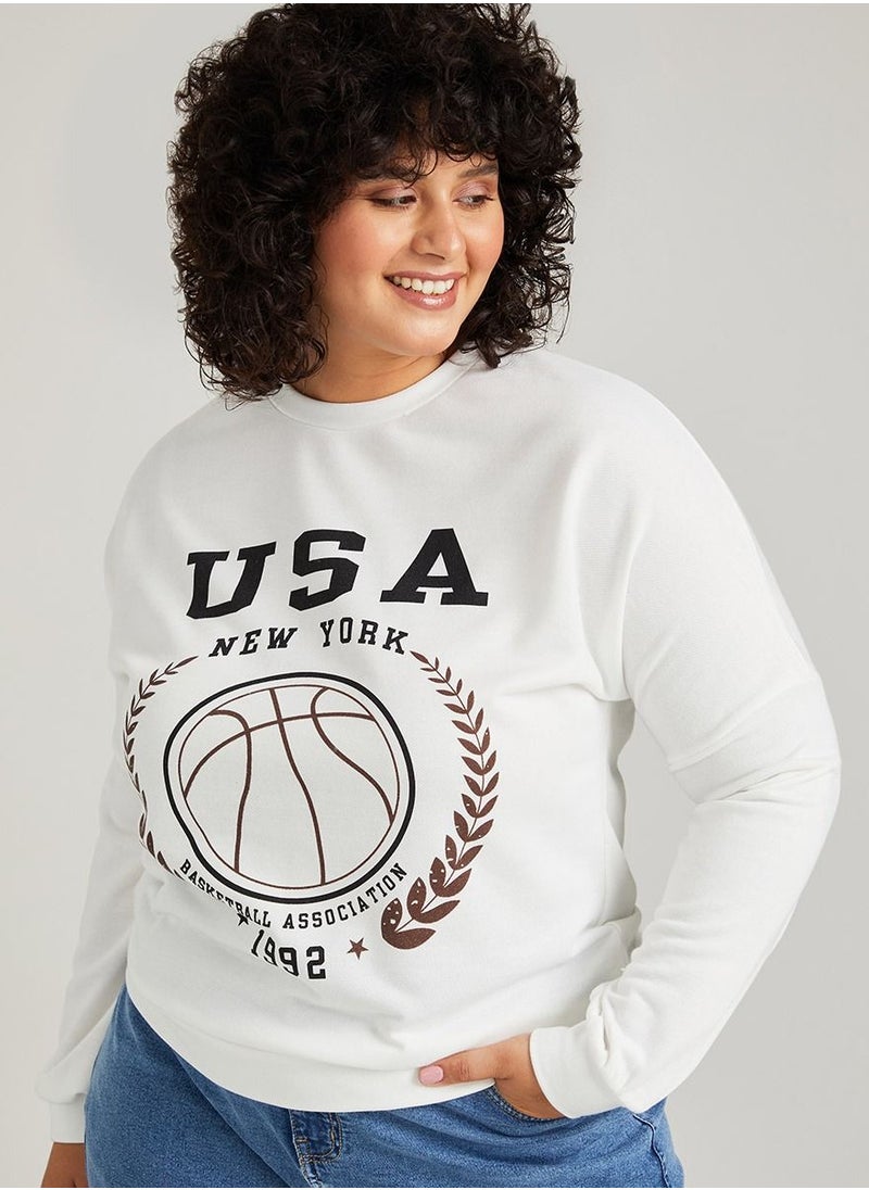 Styli - Plus USA Graphic Print Sweatshirt - Image 1