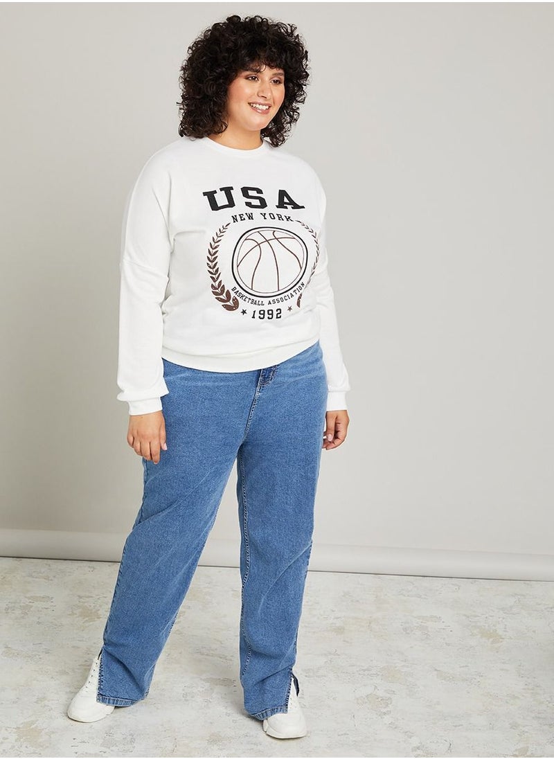 Styli - Plus USA Graphic Print Sweatshirt - Image 1