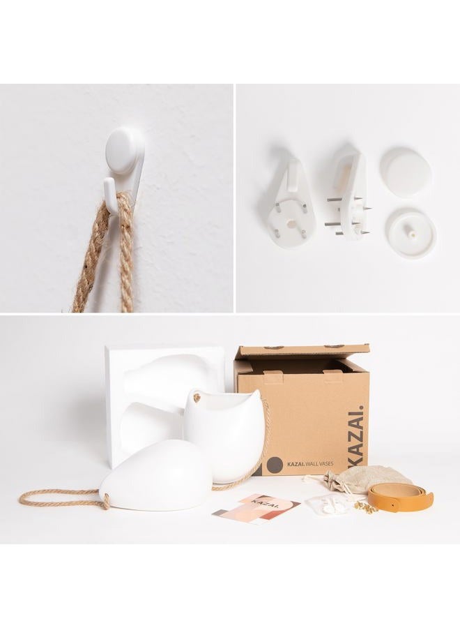 Kazai. Wall Planters -Ellie- | Hanging Ceramic Plant Pots, 2 Pieces, for Succulents and more | Wall Decoration for Indoors, Balcony and Garden | White (matte) - Image 5