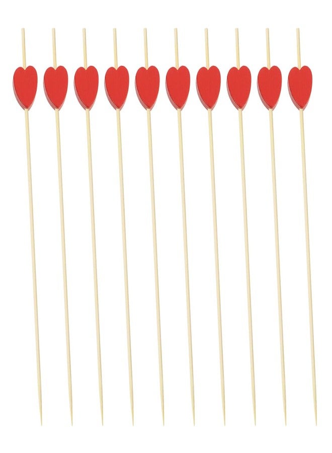 ONLYKXY 20pcs 4.72inch Bamboo Fancy Toothpicks Heart Shape Cocktail Picks for Appetizers Tea Party Bridal Shower Wedding Valentines Food Fruit Drinks Decorative Skewer Sticks (Red) - Image 1
