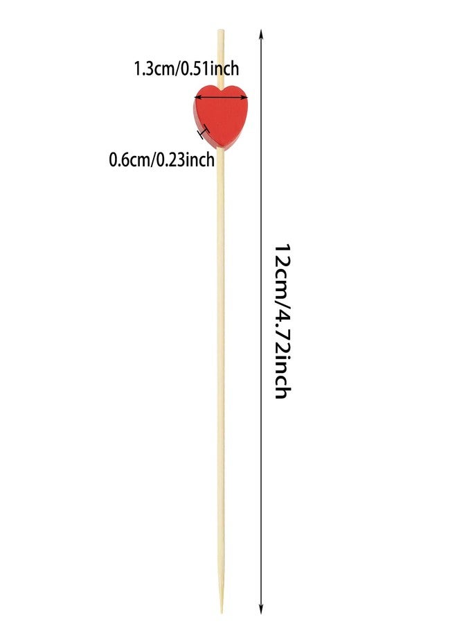 ONLYKXY 20pcs 4.72inch Bamboo Fancy Toothpicks Heart Shape Cocktail Picks for Appetizers Tea Party Bridal Shower Wedding Valentines Food Fruit Drinks Decorative Skewer Sticks (Red) - Image 2