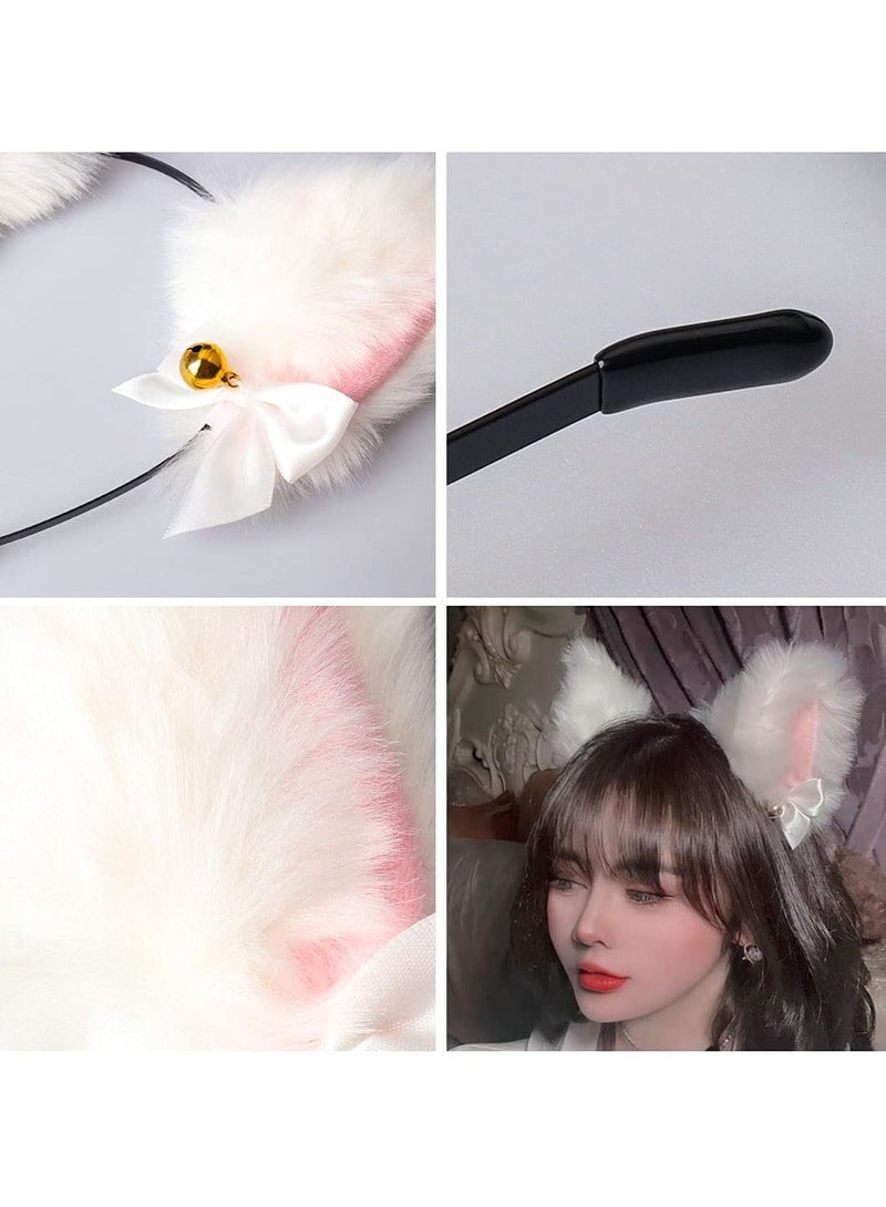 إسكدنيا Cat Ears Hair Band, Cute Fox Faux Fur Ear Cosplay Hairband with Bells Clip Hoop Accessories for Costume Party 2 Pcs - Image 3