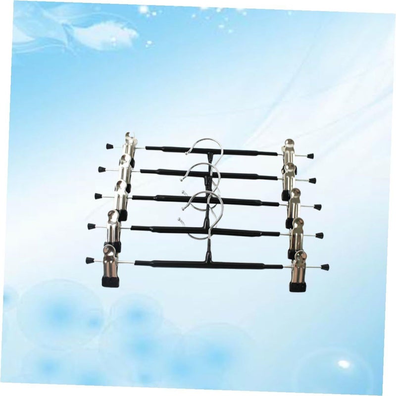 Black Metal Pants Hangers with Clips Non Slip Plastic Coating 5 Pack for Closet - Image 3