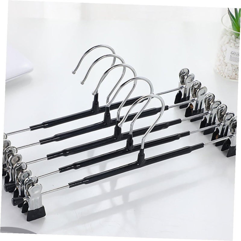 Black Metal Pants Hangers with Clips Non Slip Plastic Coating 5 Pack for Closet - Image 4