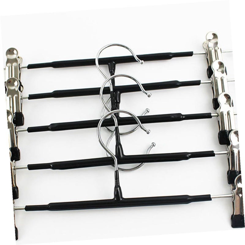 Black Metal Pants Hangers with Clips Non Slip Plastic Coating 5 Pack for Closet - Image 5
