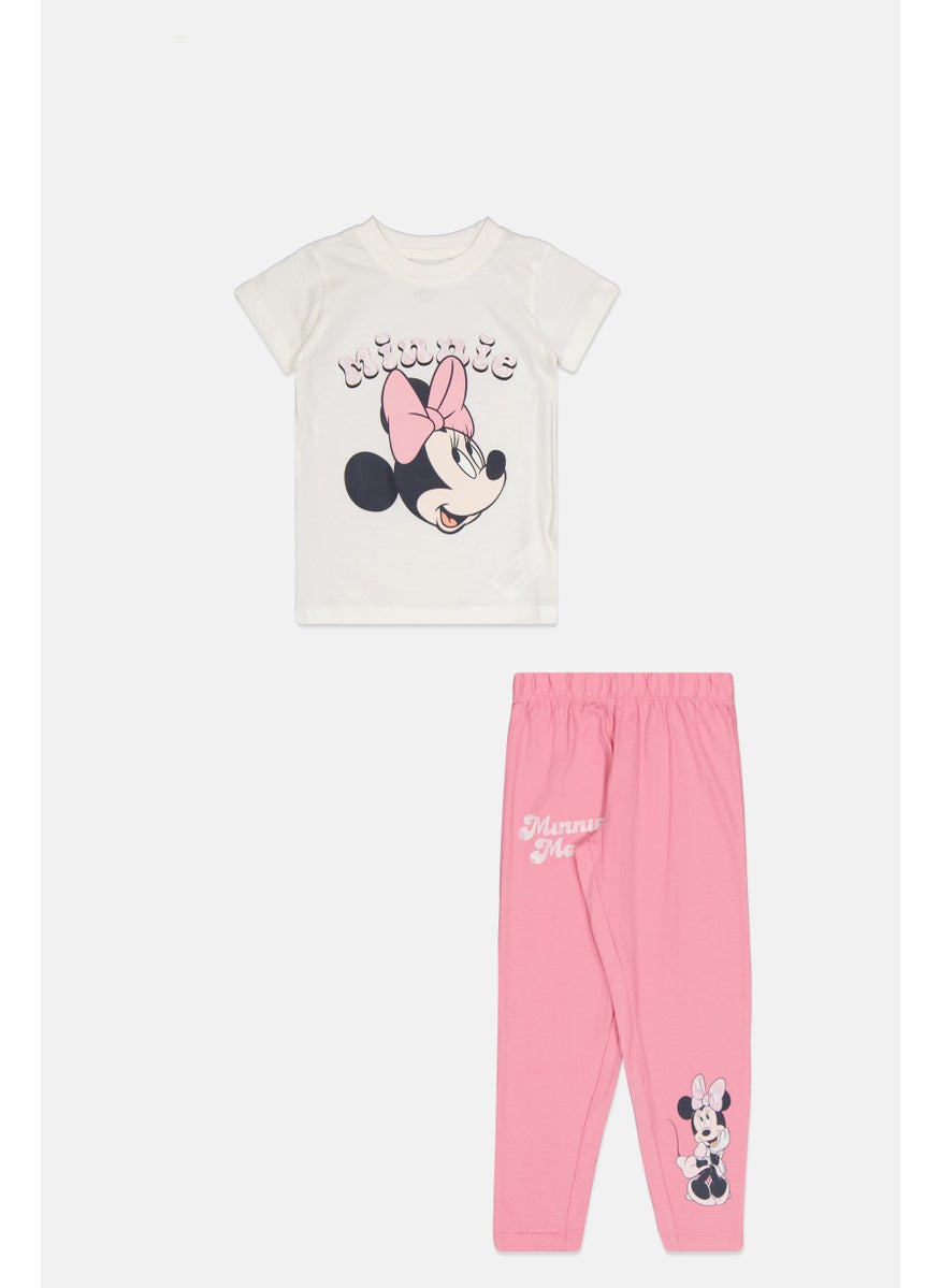 Disney Toddlers Girl 2 Pcs Mickey Mouse Short Sleeve Top And Bottom Pyjama Set, Multicolor  - Image 1