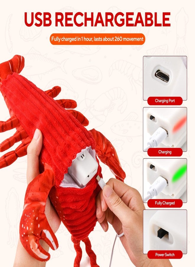 لعبة LIFLIX Flappy Lobster للقطط، ألعاب تفاعلية للقطط المنزلية، ألعاب حيوانات أليفة تعمل باللمس مع نعناع بري قابل لإعادة التعبئة، قابلة لإعادة الشحن عبر منفذ USB - Image 4