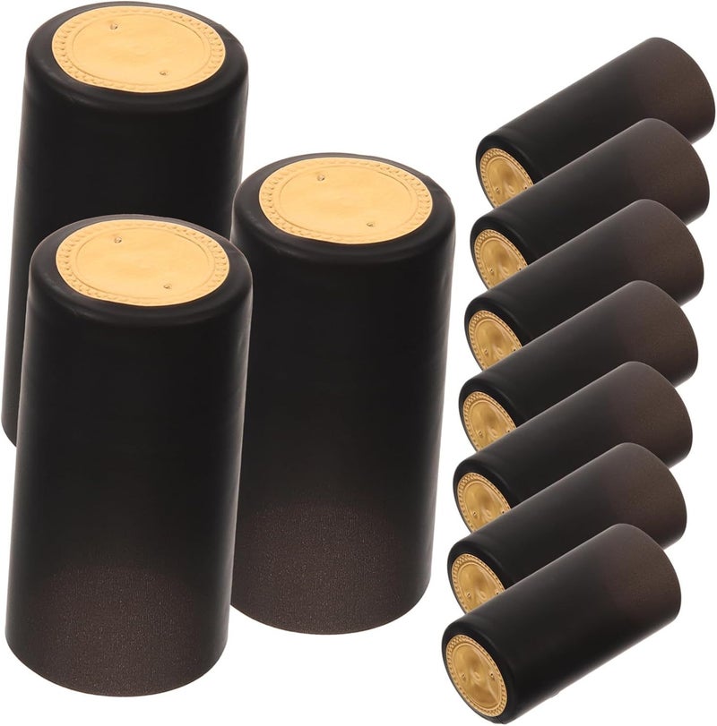 Heat Shrink Caps Wine Stoppers Black 6 X 2.8 X 2.8 Cm 100pcs Vacuum Seal Bottle Covers - Image 1